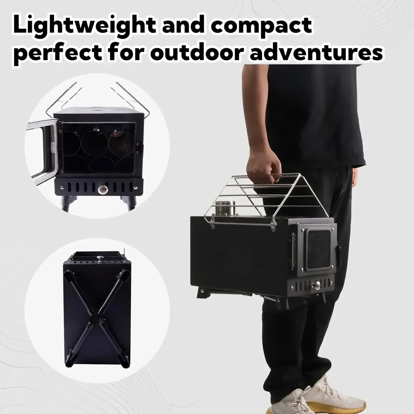 Portable Wood Burning Stove for Tent Heating and Cooking