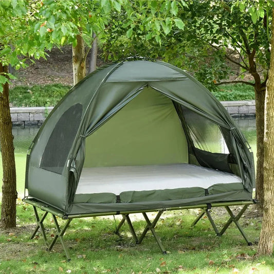 2 Person Foldable Camping Cot with Tent and Air Mattress