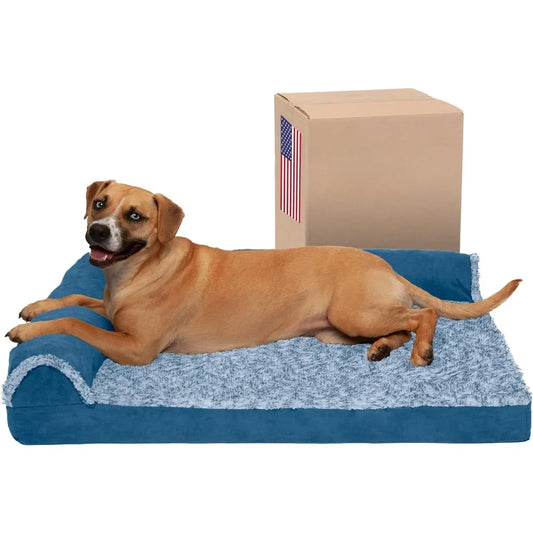 Cooling Gel Dog Bed with Removable Bolsters & Washable Cover for Medium & Large Dogs