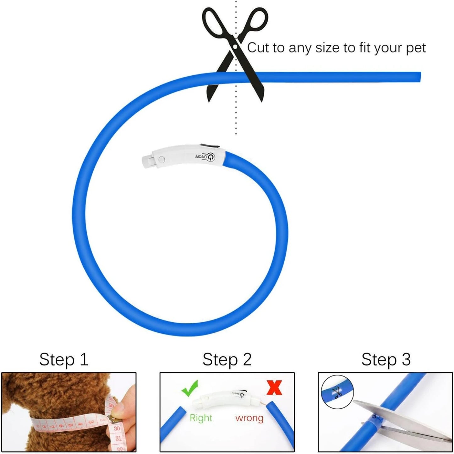 USB Rechargeable LED Dog Collar with 3 Light Modes