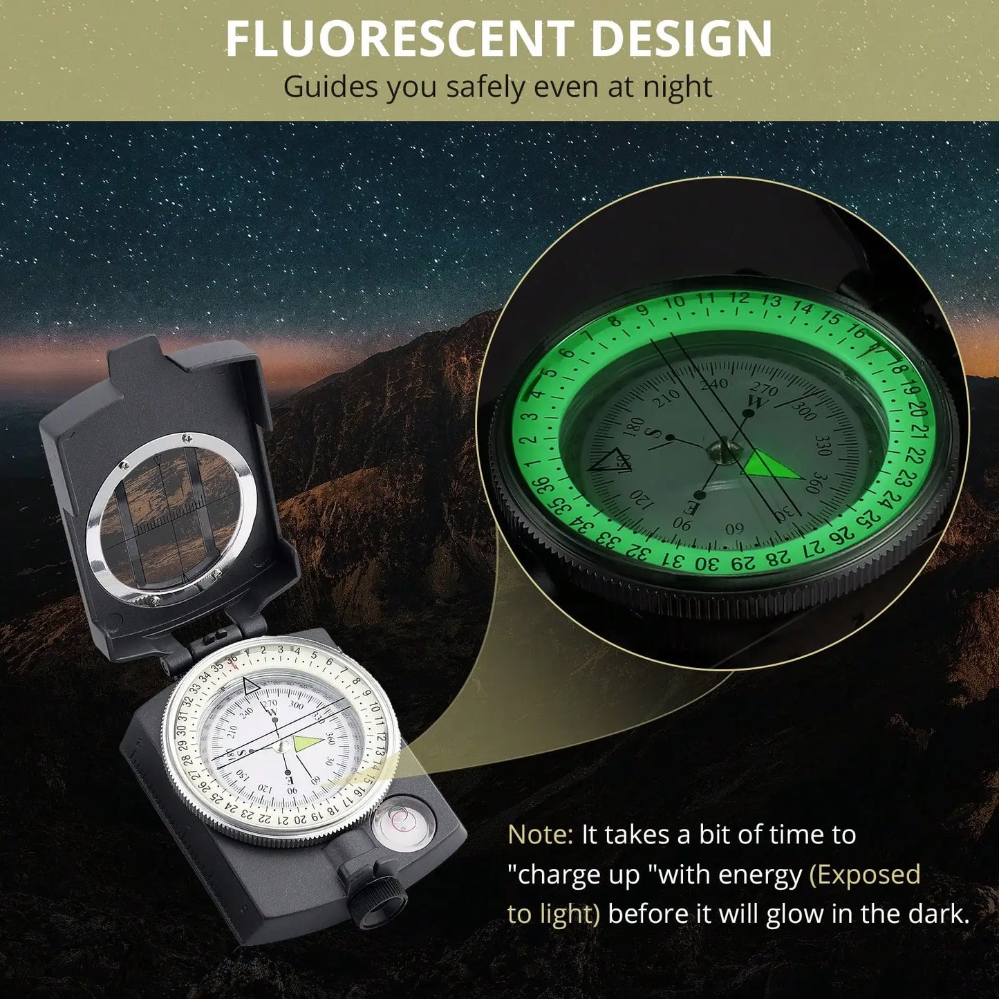 Multifunctional Military Sighting Compass with Bubble Level