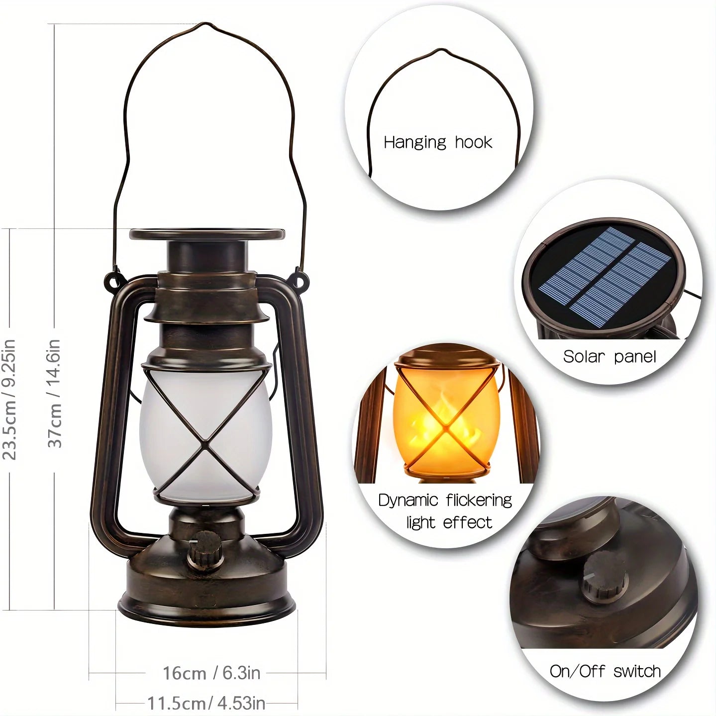 2 or 4 Pack Solar Hanging Flame Lanterns for Outdoor Camping