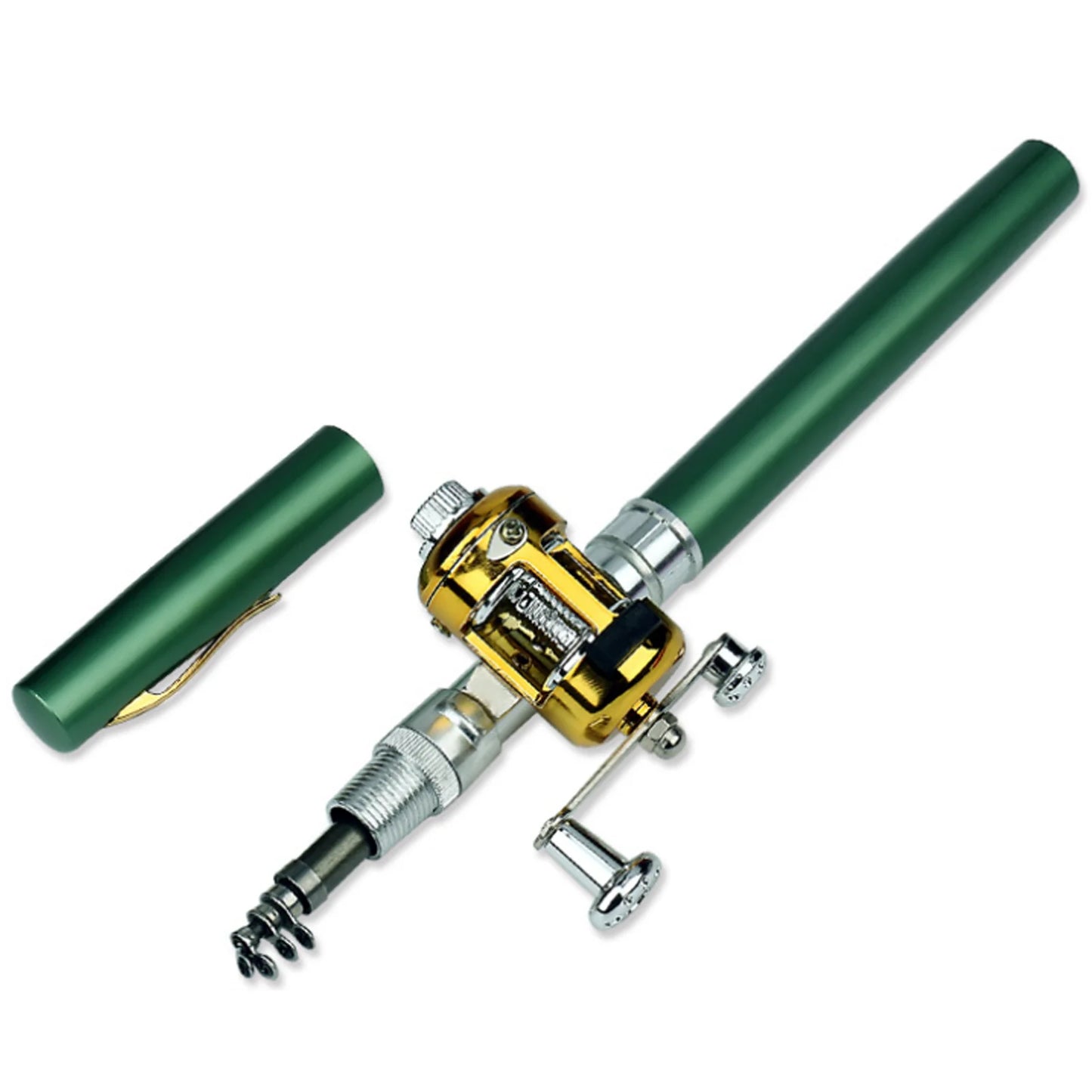 20cm Portable Pocket Telescopic Mini Fishing Pole Pen Shape Folded Fishing Rod with Reel