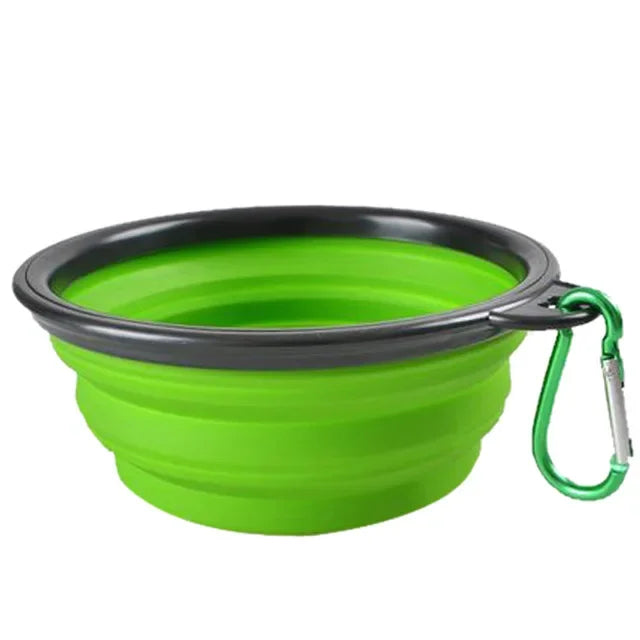 Collapsible Silicone Pet Bowl with Carabiner for Travel & Camping