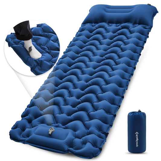 Ultralight Self Inflating Sleeping Pad with Pillow and Built-in Foot Pump for Camping