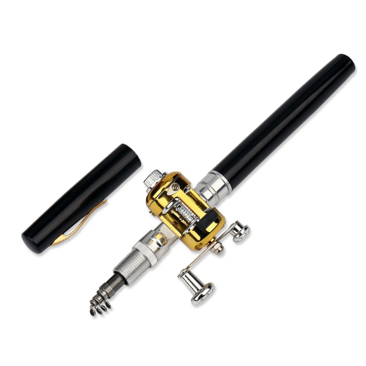 20cm Portable Pocket Telescopic Mini Fishing Pole Pen Shape Folded Fishing Rod with Reel