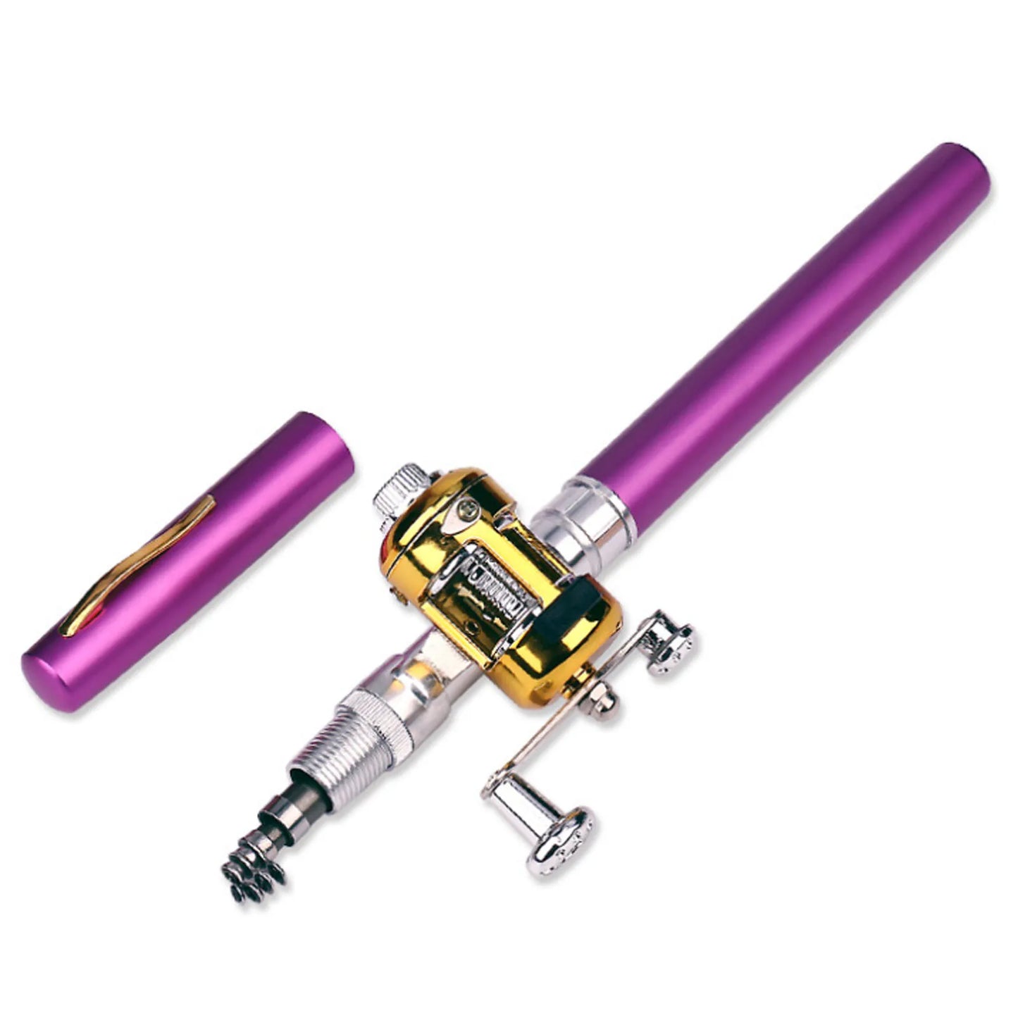 20cm Portable Pocket Telescopic Mini Fishing Pole Pen Shape Folded Fishing Rod with Reel