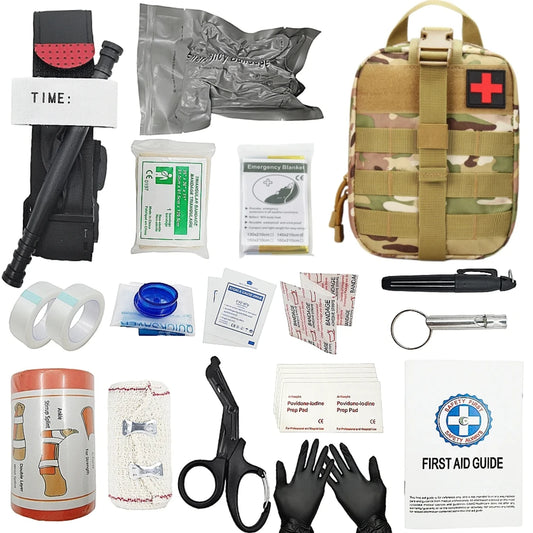 Outdoor Survival Gear Bag Medical Emergency First Aid Kit Military Tourniquet Bandage Camping