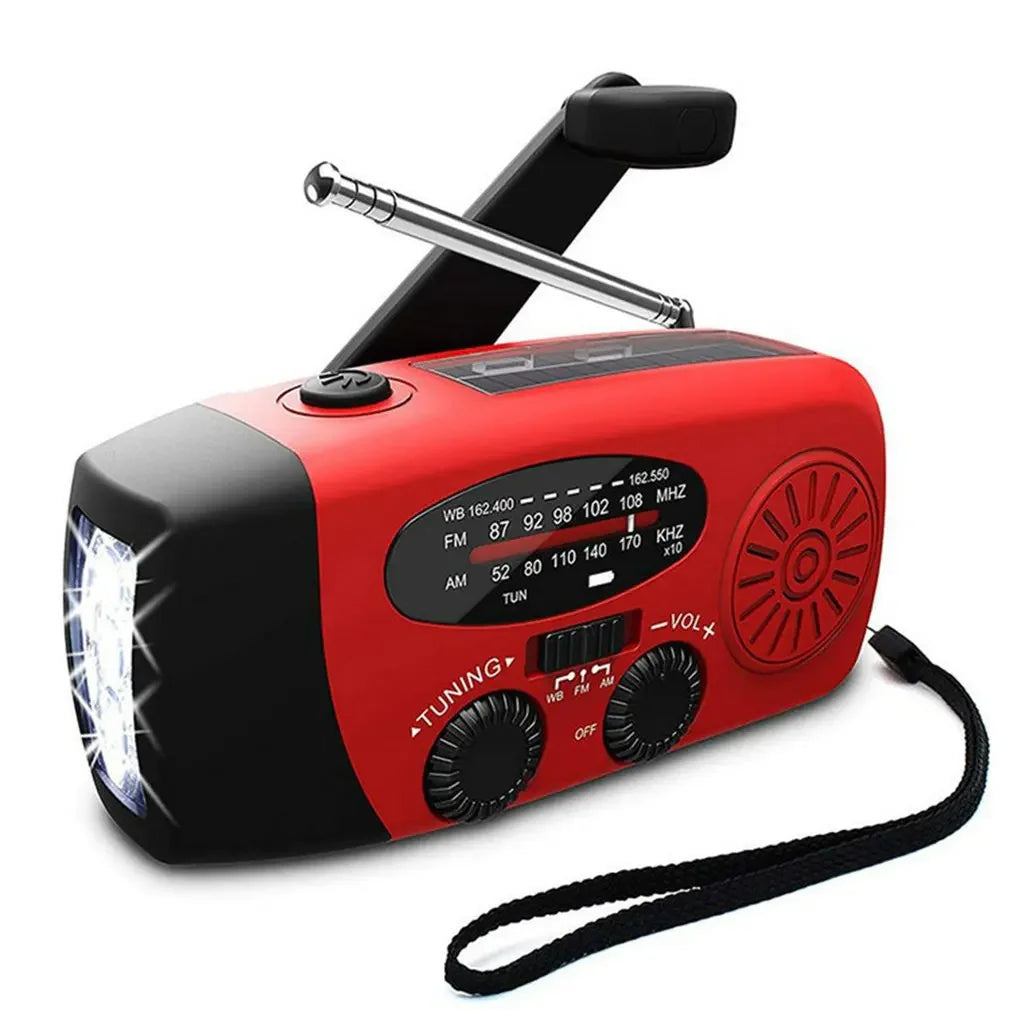 Emergency Solar Hand Crank Weather Radio with LED Flashlight & Charger