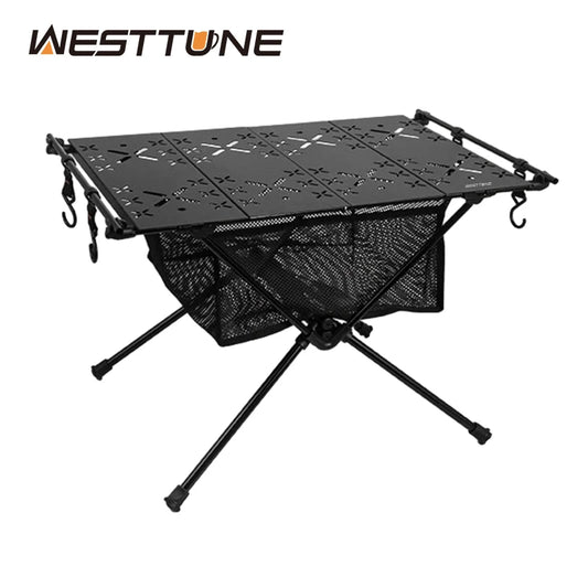 Folding Camping Table Aluminum Lightweight Portable with Storage Mesh Bag for Outdoor Equipment