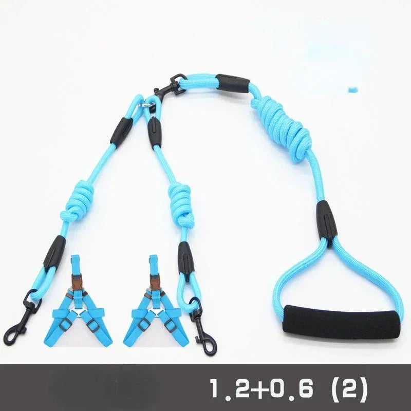 Double Dog Leash Coupler for Small Pets Nylon Twin Lead