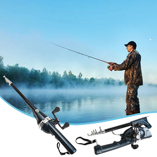Folding Telescopic Fishing Rod with Reel Line Spinning Rod Carbon Fiber for Outdoor Fishing