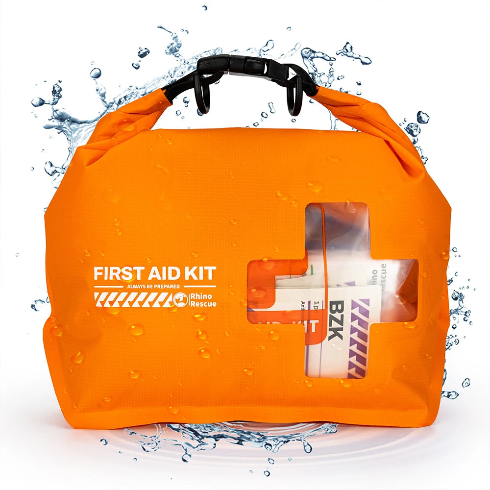 RHINO RESCUE Waterproof First Aid Kit, Lightweight, Emergency Survival Supplies for Outdoor Kayak & Swimming