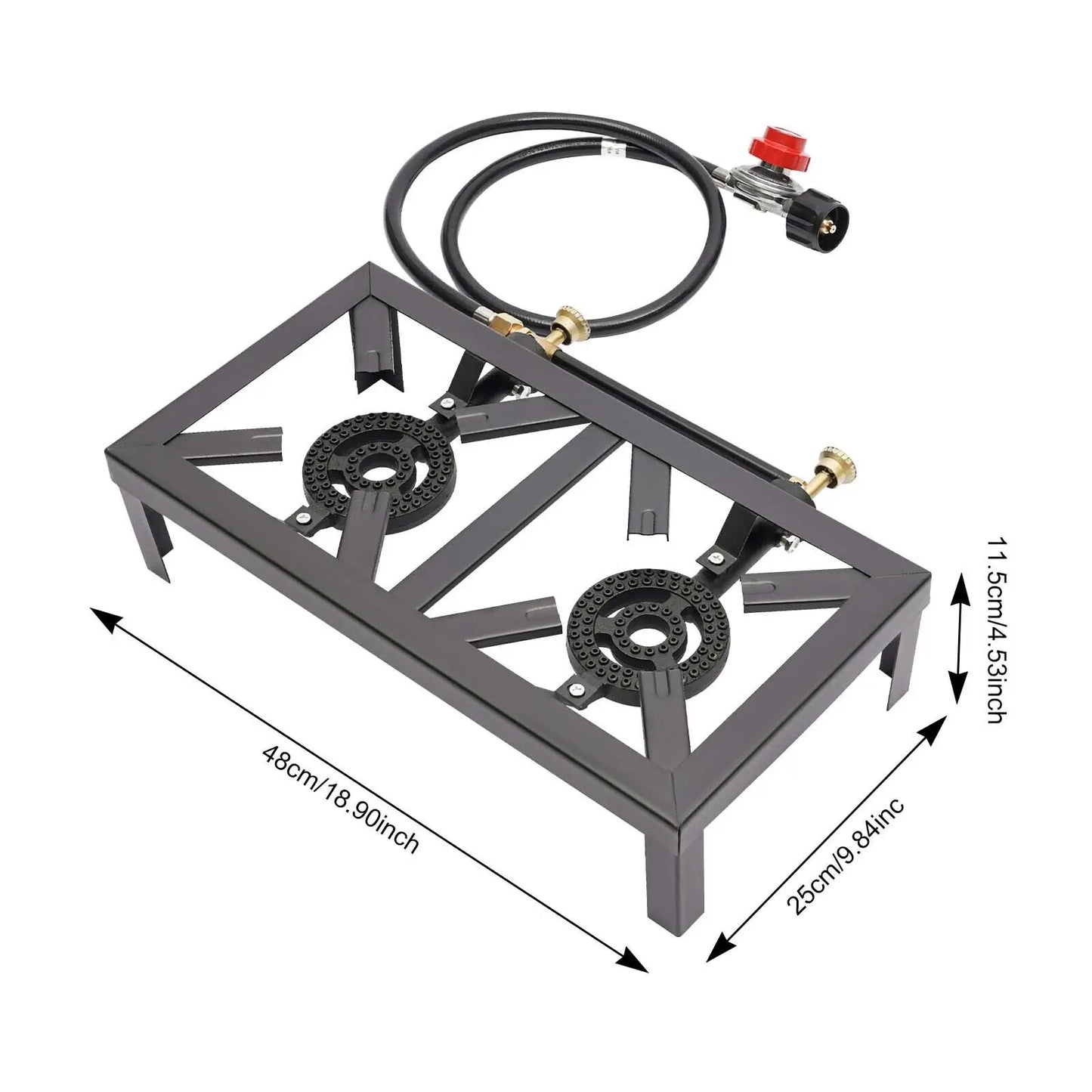 Portable Cast Iron Double Burner Propane Gas Camp Stove for Outdoor Cooking