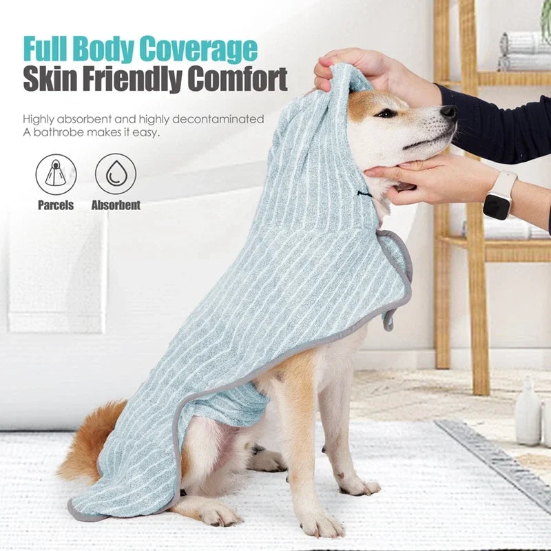 Pet Bathrobe Soft Absorbent Drying Towel for Dogs and Cats