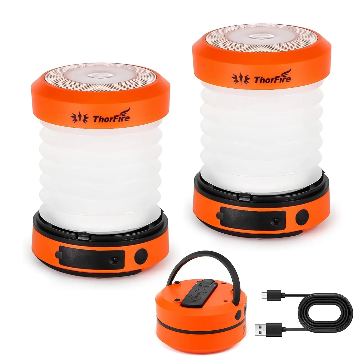 Foldable Solar Camping Lantern Set Rechargeable Waterproof Flashlight and Power Bank