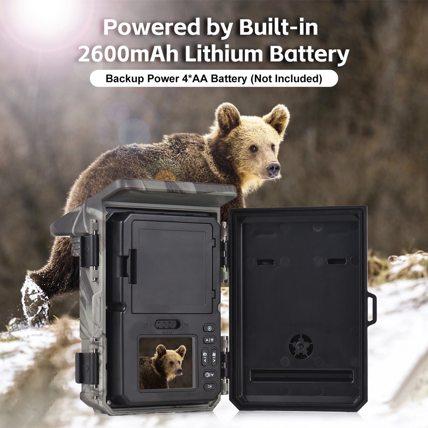 Solar-Powered 50MP 4K Trail Camera with Night Vision and 0.3s Trigger Time