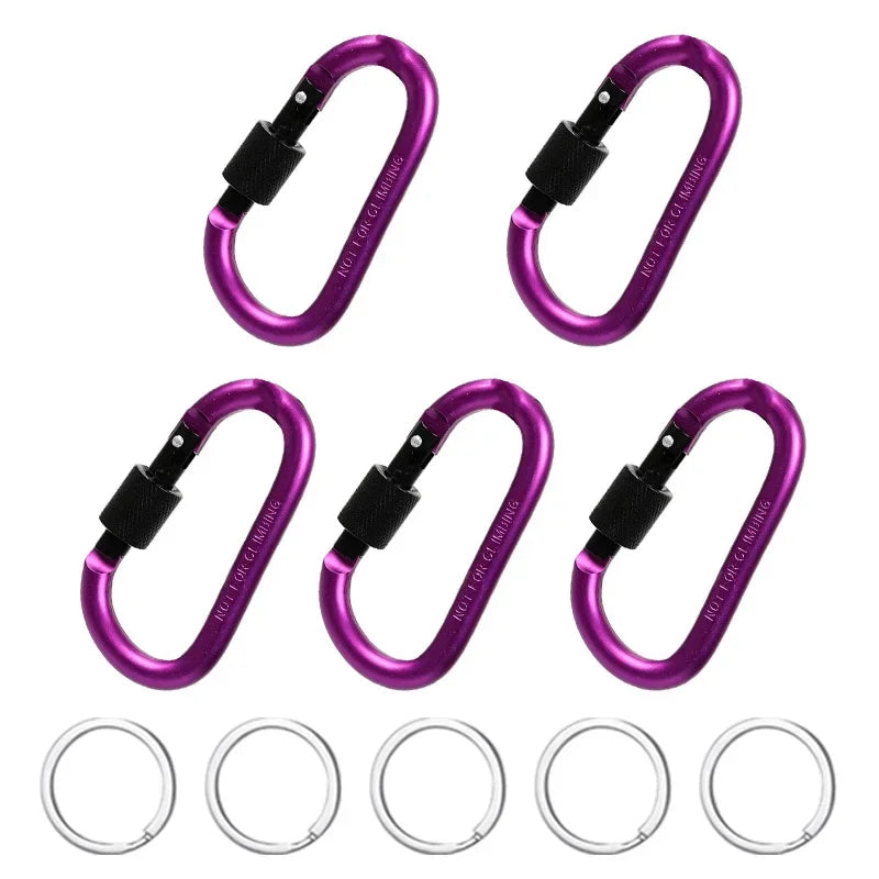 5PCS Aluminum Carabiner Clip Set for Camping, Hiking, and Keychains