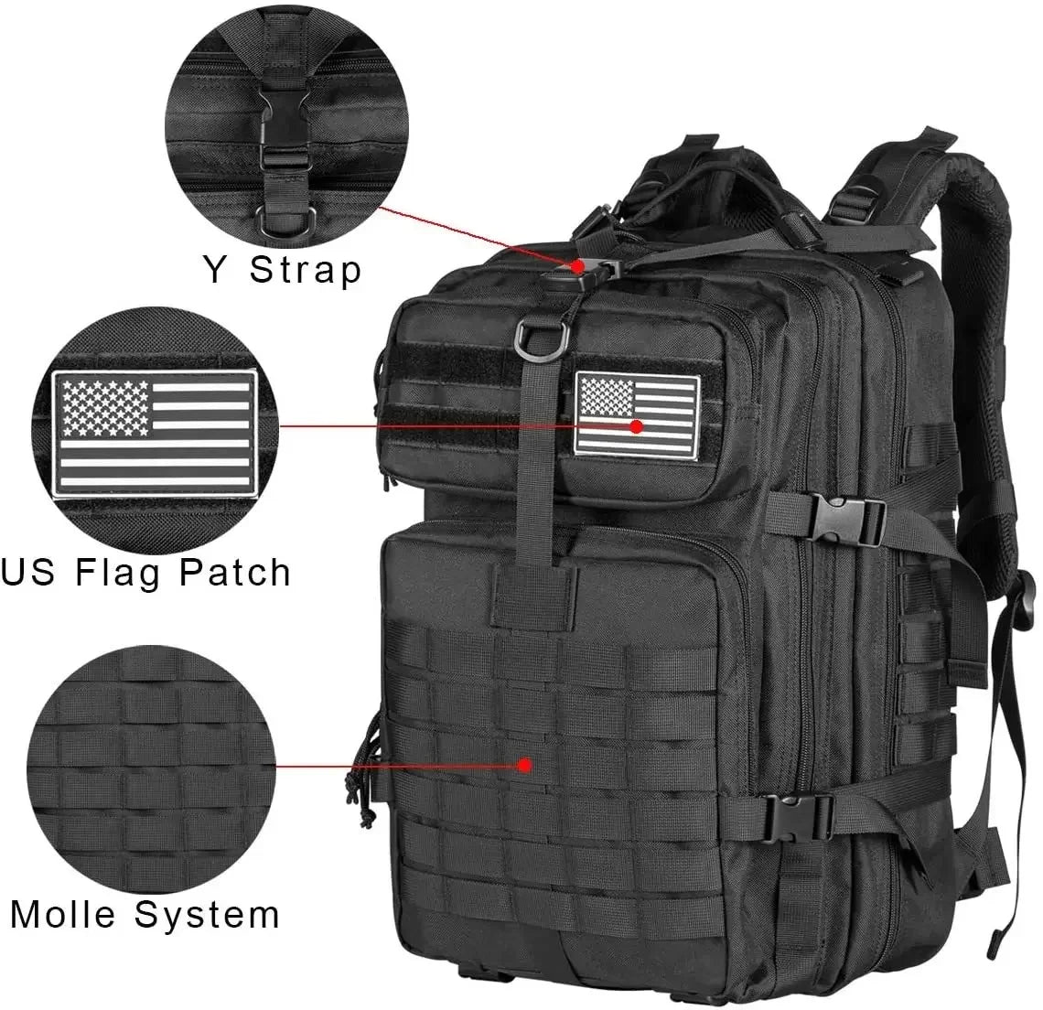 50L Military Backpack MOLLE Hiking Hunting Rucksack