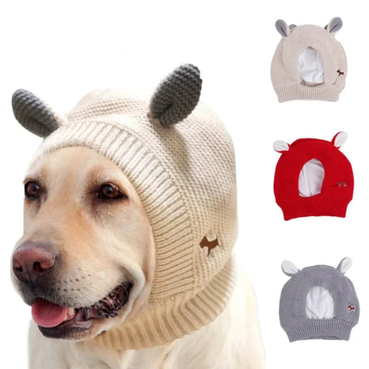 Quiet Dog Ear Muffs Noise Protection Knitted Hat for Anxiety Relief