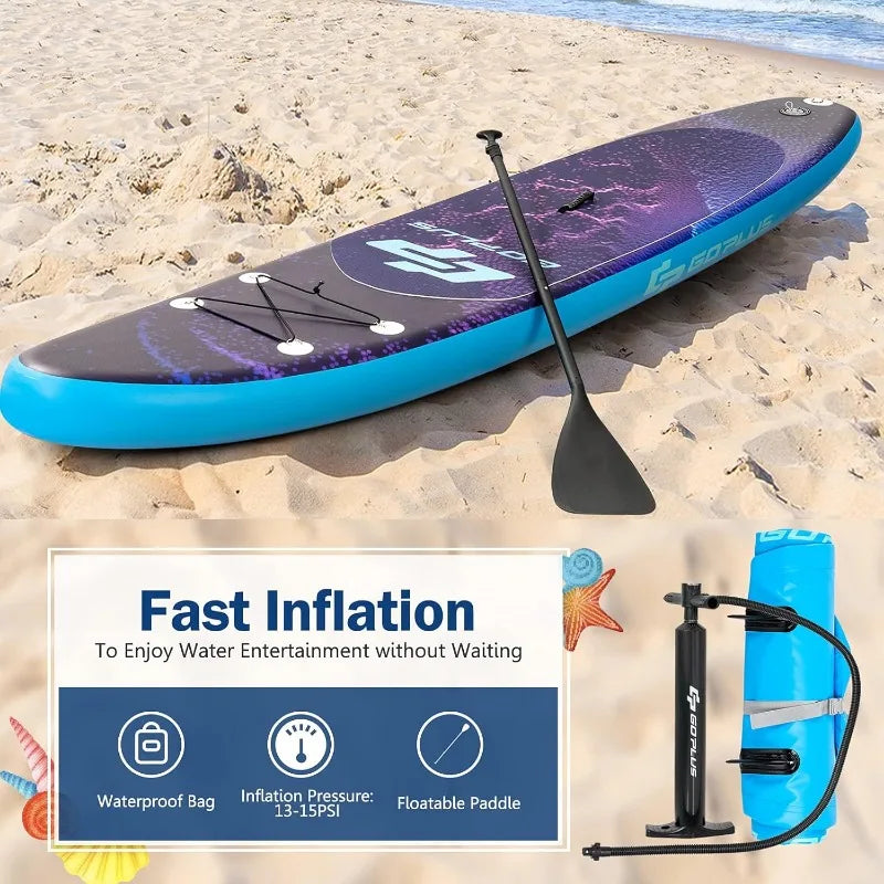 Goplus Inflatable Stand Up Paddle Board with Accessories and Adjustable Paddle
