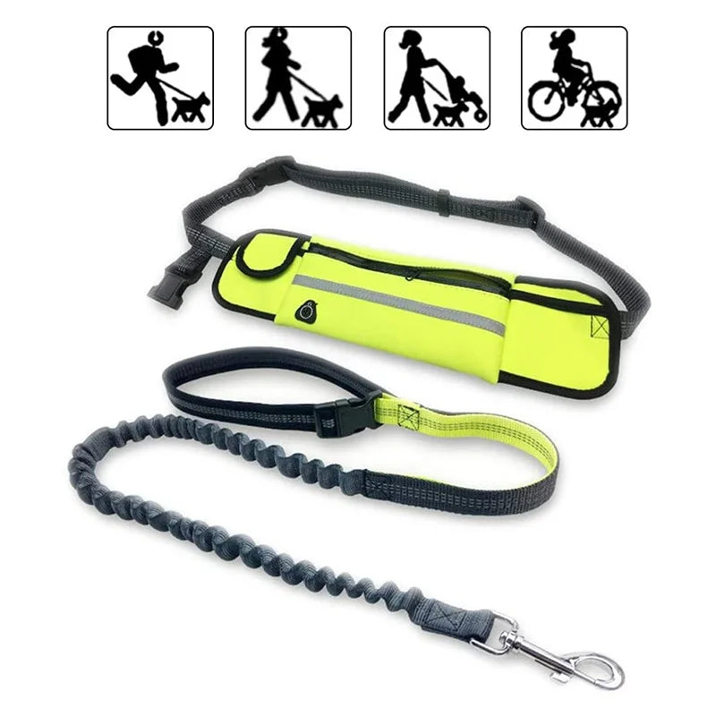 Hands-Free Dog Leash with Adjustable Belt and Reflective Design for Running & Jogging