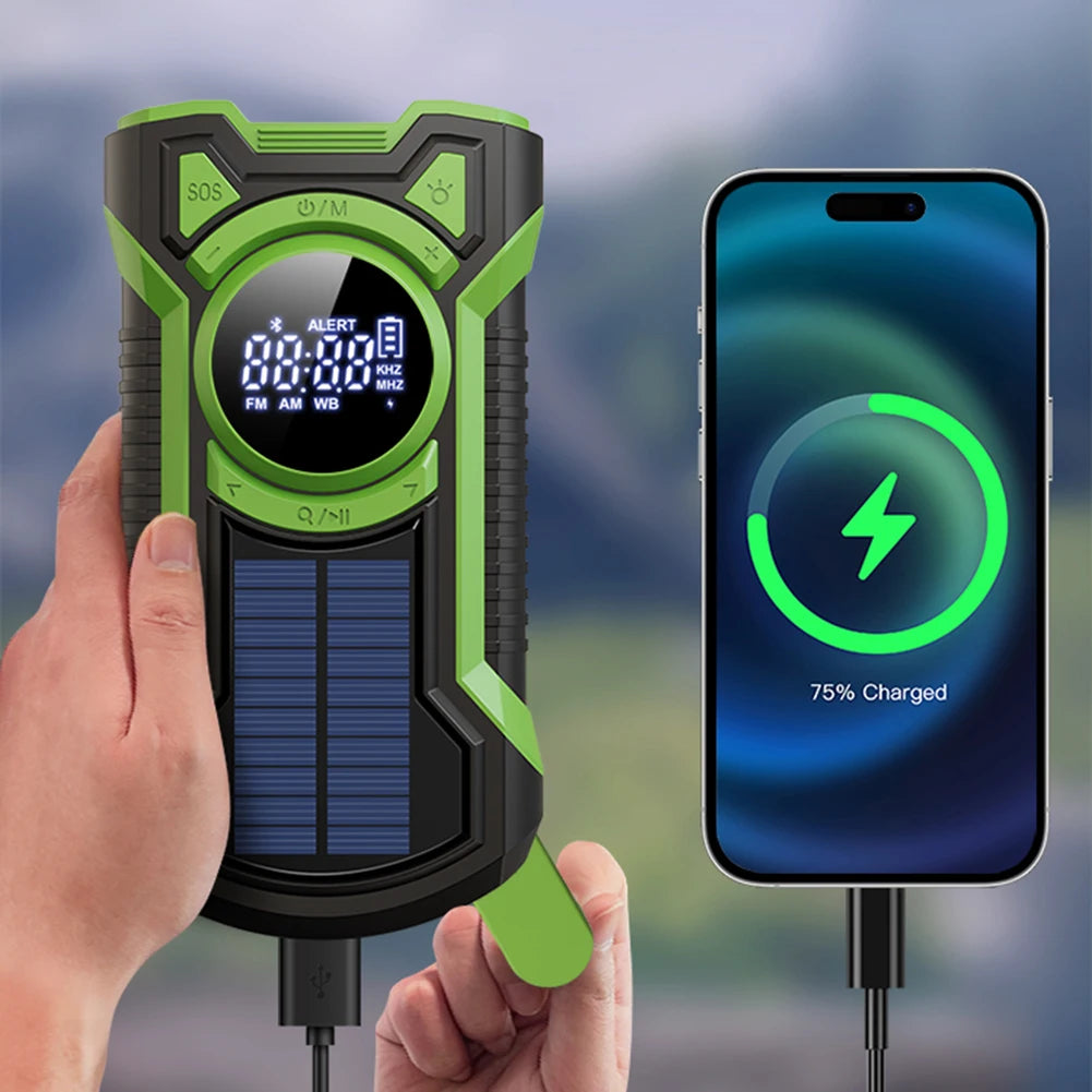 Emergency Solar Hand Crank Radio with Flashlight and Power Bank