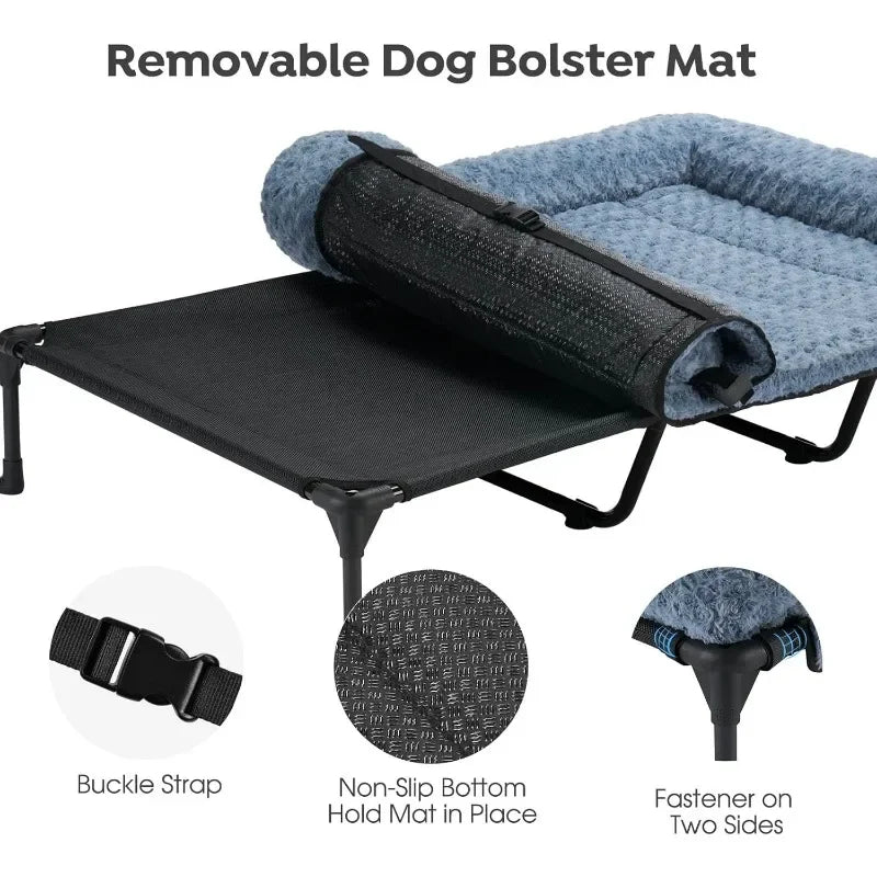 Cooling Elevated Dog Bed + Removable Deluxe Plush Pillow Cushion