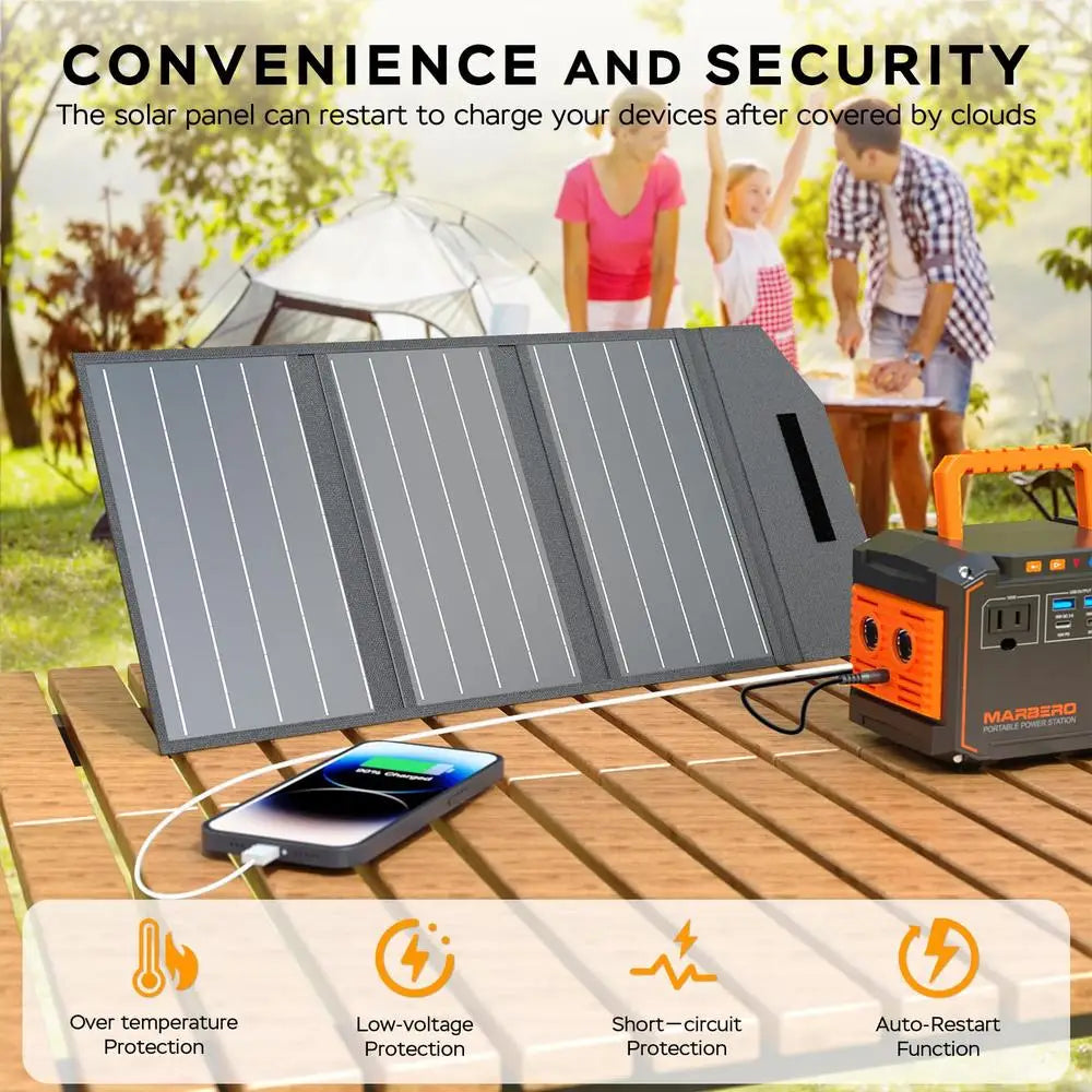 30W Foldable Solar Panel Charger with USB & DC Ports