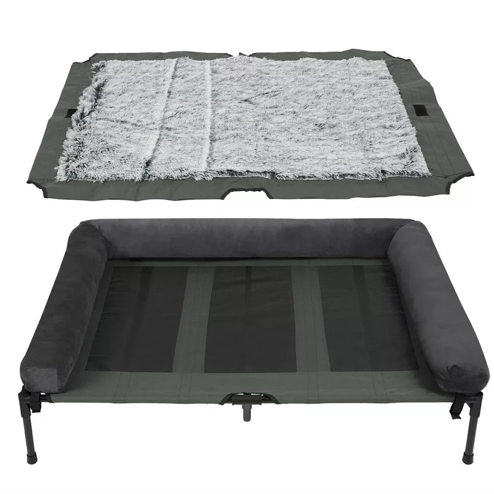 Outdoor Elevated Dog Bed with Mesh Cot and Detachable Bolster