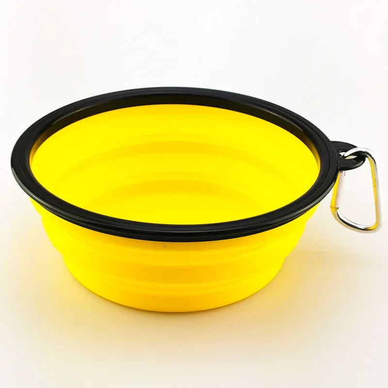 Collapsible Silicone Pet Bowl with Carabiner for Travel & Camping