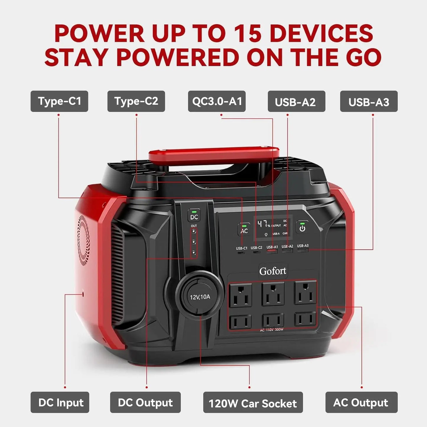 Portable Power Station 500W 540Wh Solar Generator