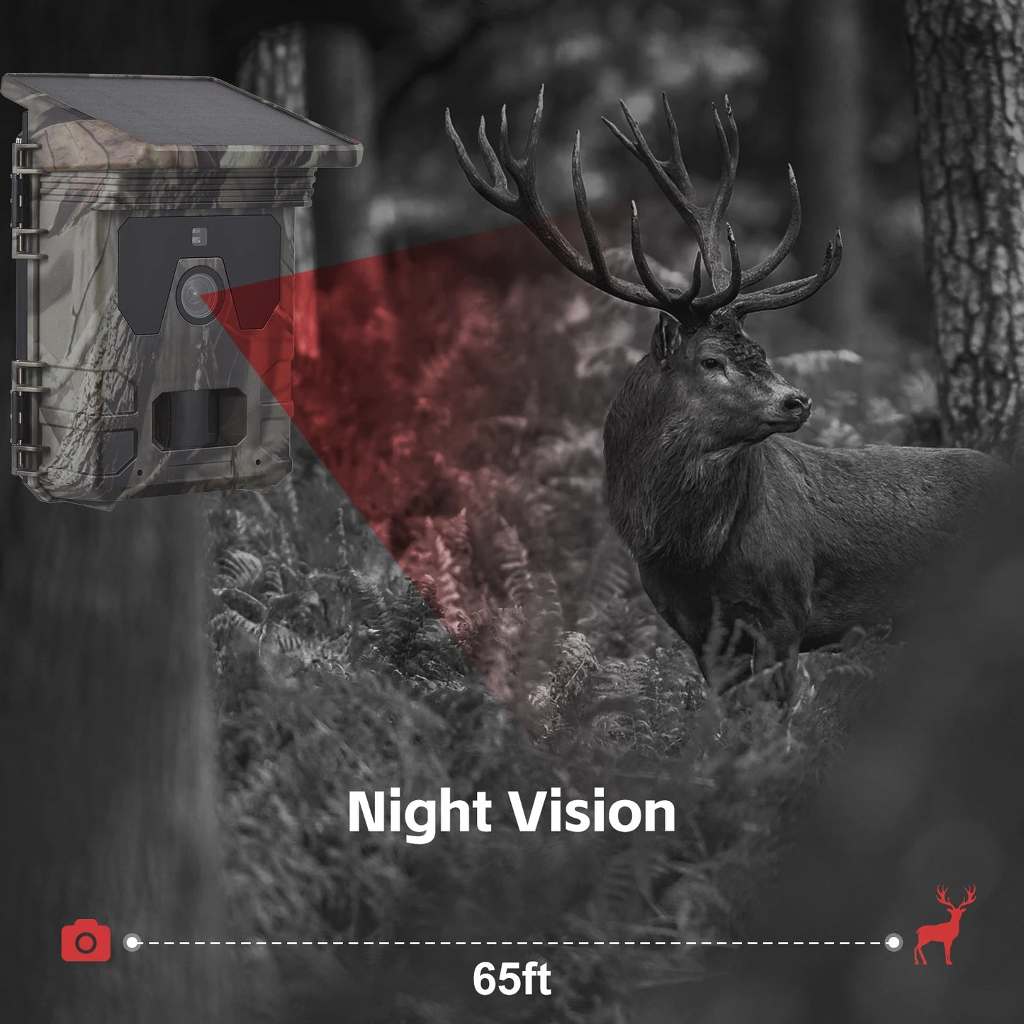 Solar-Powered 50MP 4K Trail Camera with Night Vision and 0.3s Trigger Time