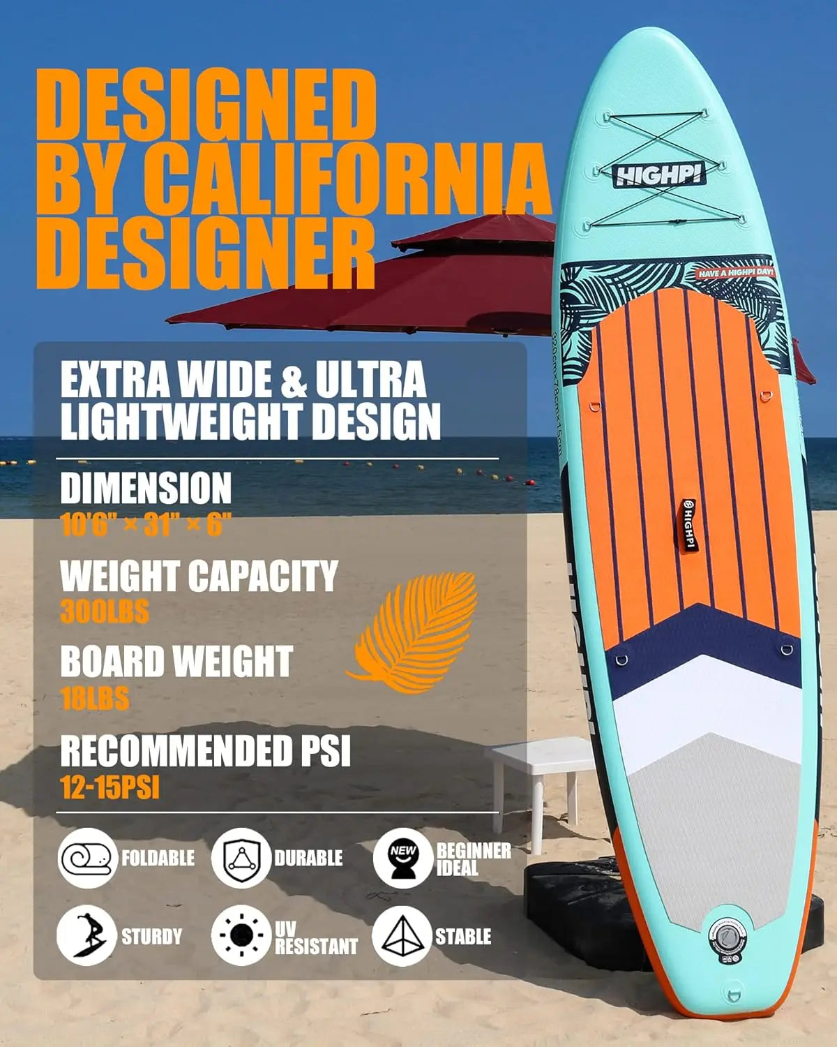 Inflatable Stand Up Paddle Board 10'6 or 11' with Accessories and Backpack