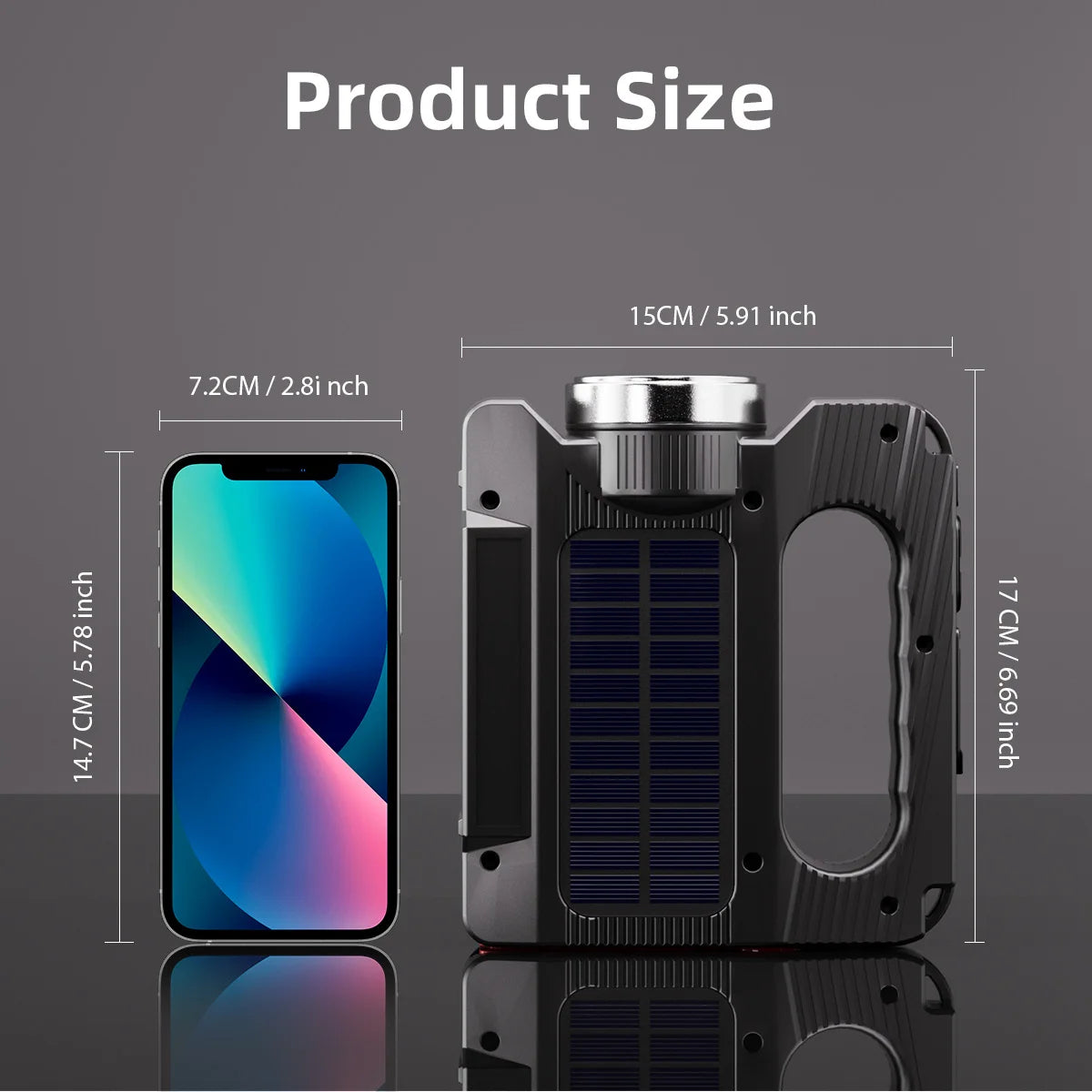 Hand Crank Solar Emergency LED Flashlight 6 Modes