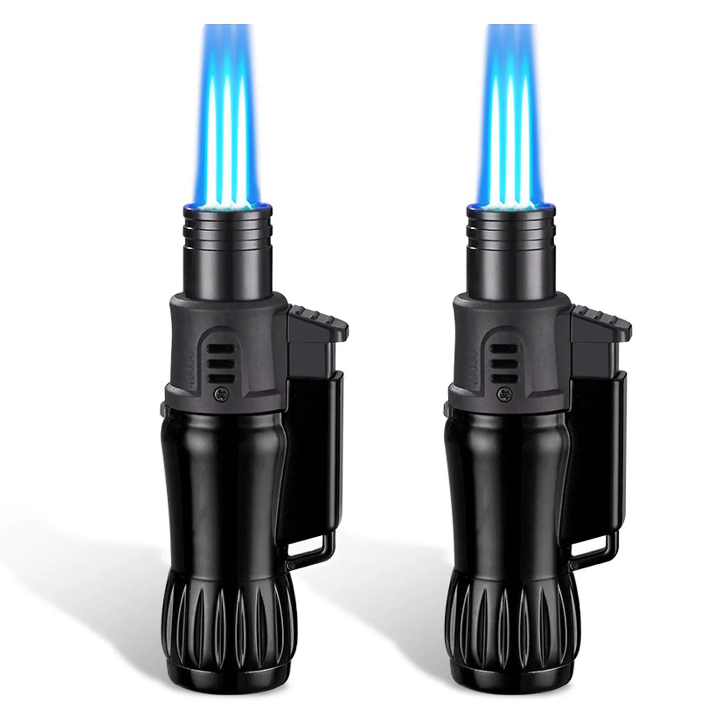 2-Piece Triple Jet Flame Torch Lighter Set Windproof Refillable