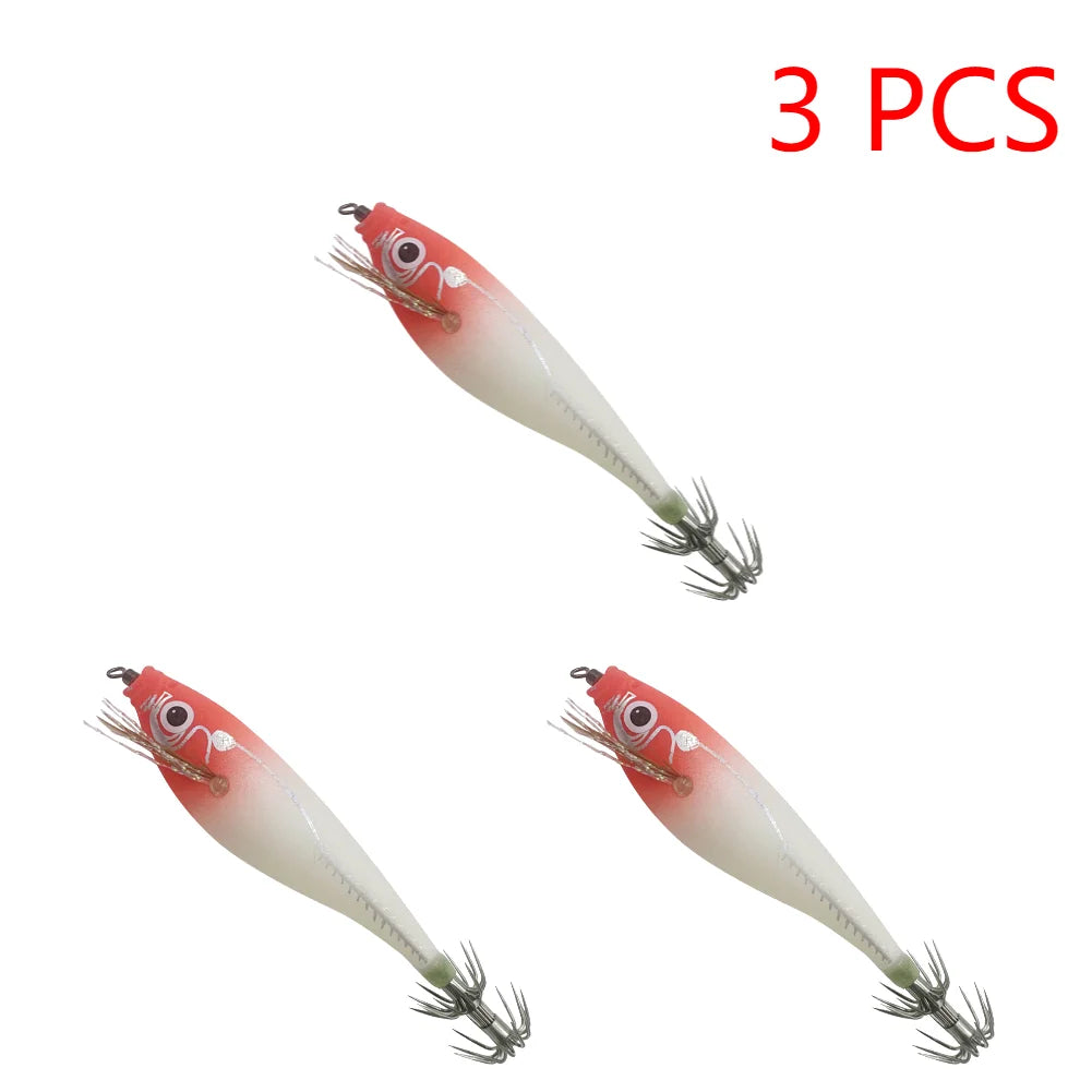 Fluorescent Fishing Lure 110mm 10.5g Glow in the Dark Jigging Bait w/Built-In Bead & Squid Hook Artificial Tackle 1–3 Pieces