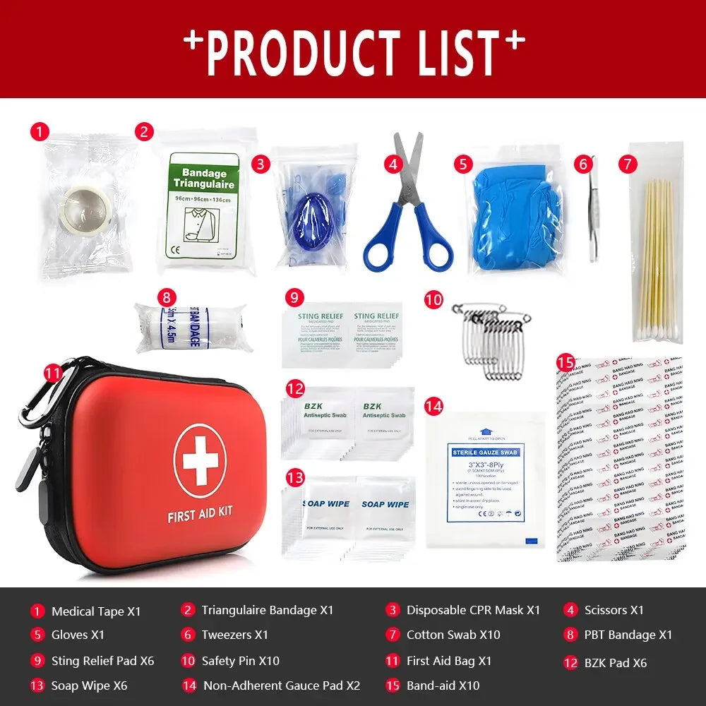 50808-2 Complete Portable Emergency Medical First Aid Kit Bag Storage Box For Outdoor Travel Camping Equipment