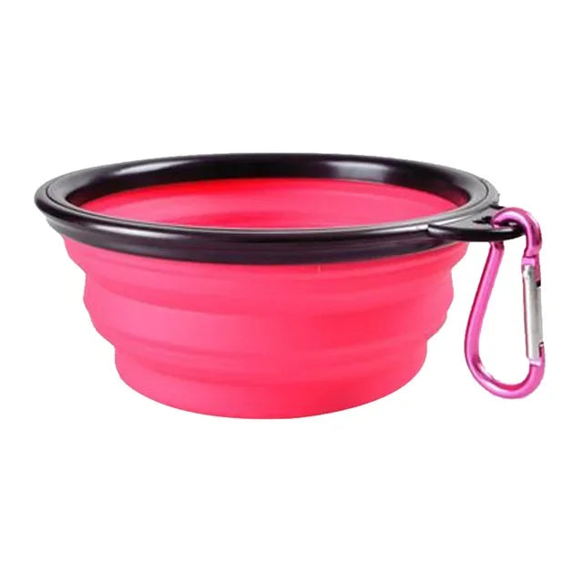 Collapsible Silicone Pet Bowl with Carabiner for Travel & Camping