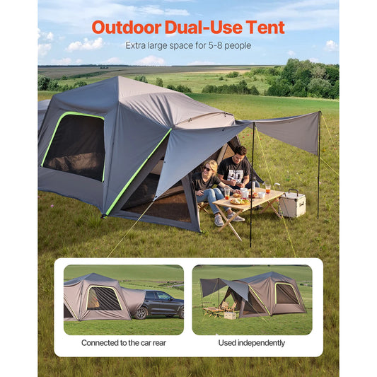 8' x 8' Waterproof SUV Camping Tent with Awning and Mesh Windows