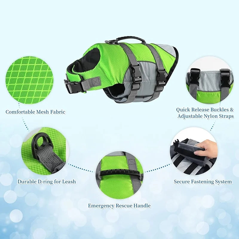 Adjustable Dog Life Vest with Rescue Handle