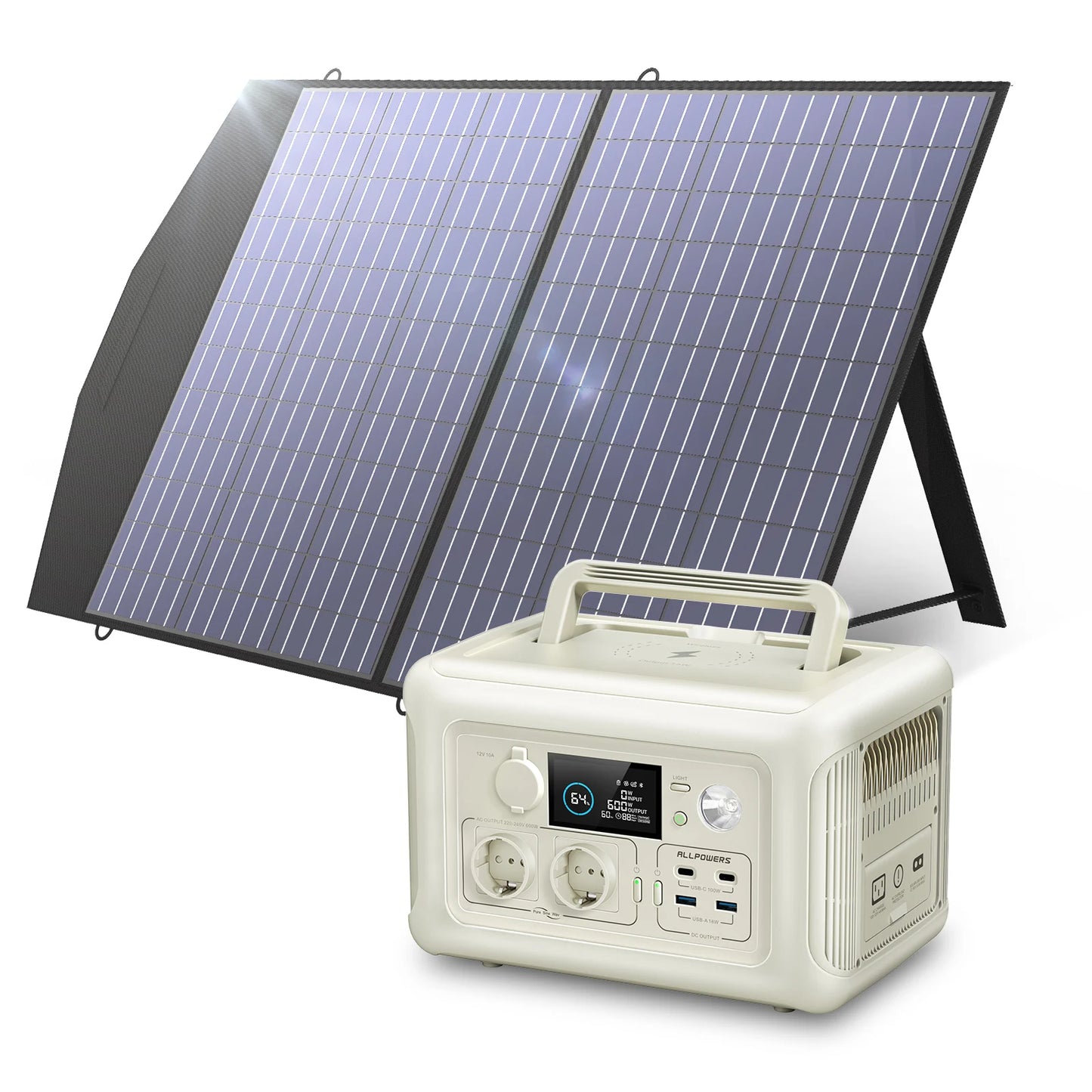 ALLPOWERS Portable Power Station w/Included Solar Panel 299Wh Pure Sine Wave Solar Generator for Camping & Backup