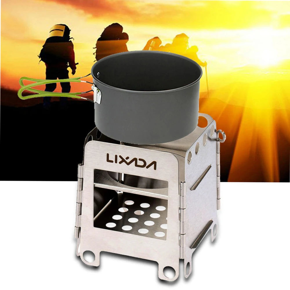Lightweight Folding Titanium Wood Burning Stove for Camping and Backpacking