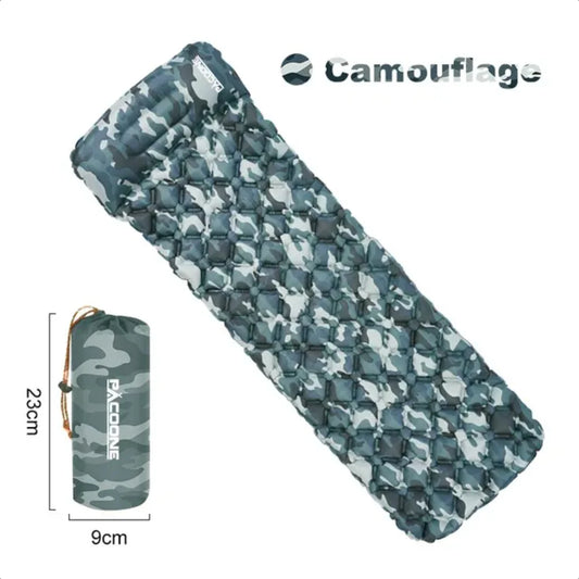 Ultralight Folding Inflatable Sleeping Pad with Pillows for Camping and Travel