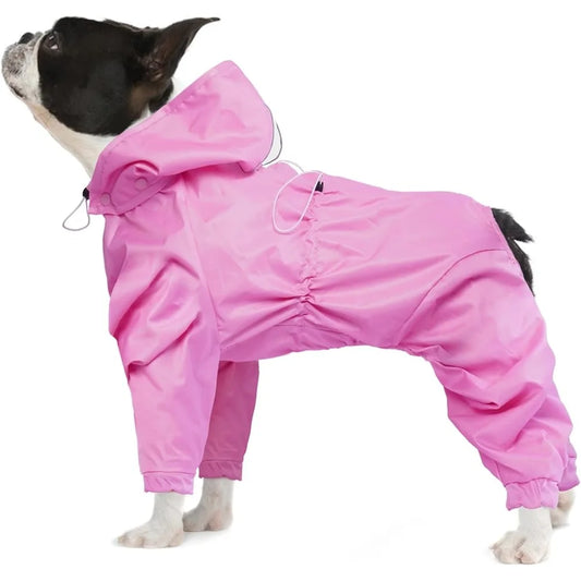 Waterproof Dog Rain Jacket with Leash Hole and 4-Leg Design