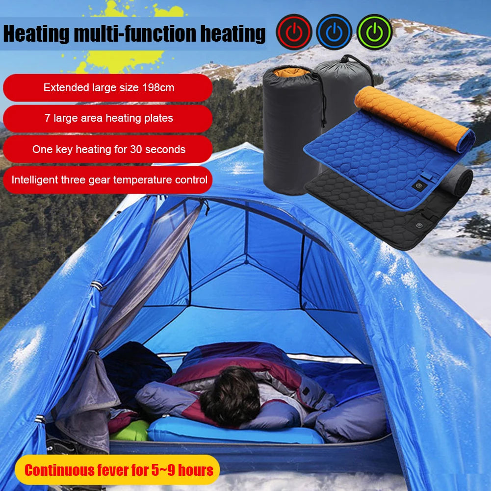 USB Heated Sleeping Mat Foldable Camping Warm Pad