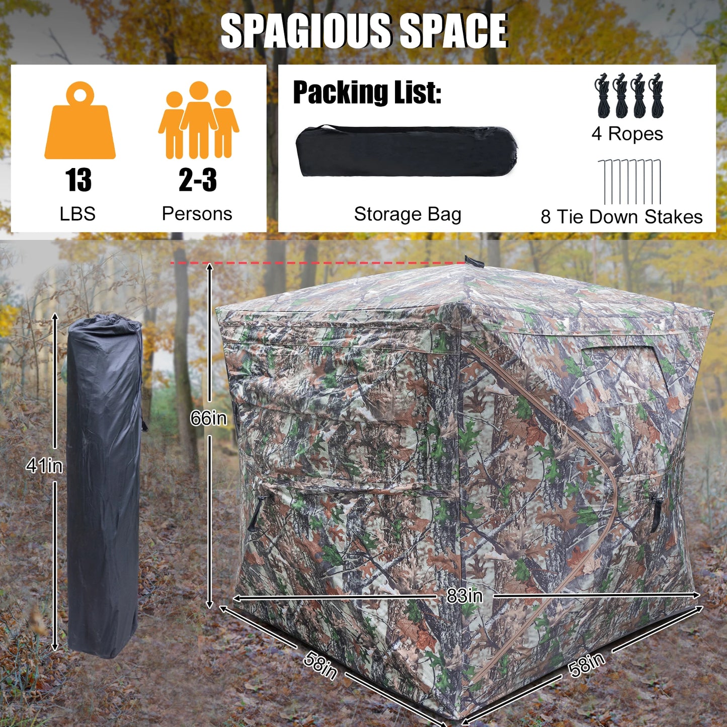 See-Through Pop-Up Hunting Blind with Carrying Bag for Deer and Turkey Hunting