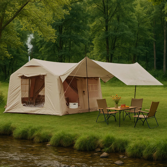 Inflatable 4 Season Glamping Tent with Blackout Canopy