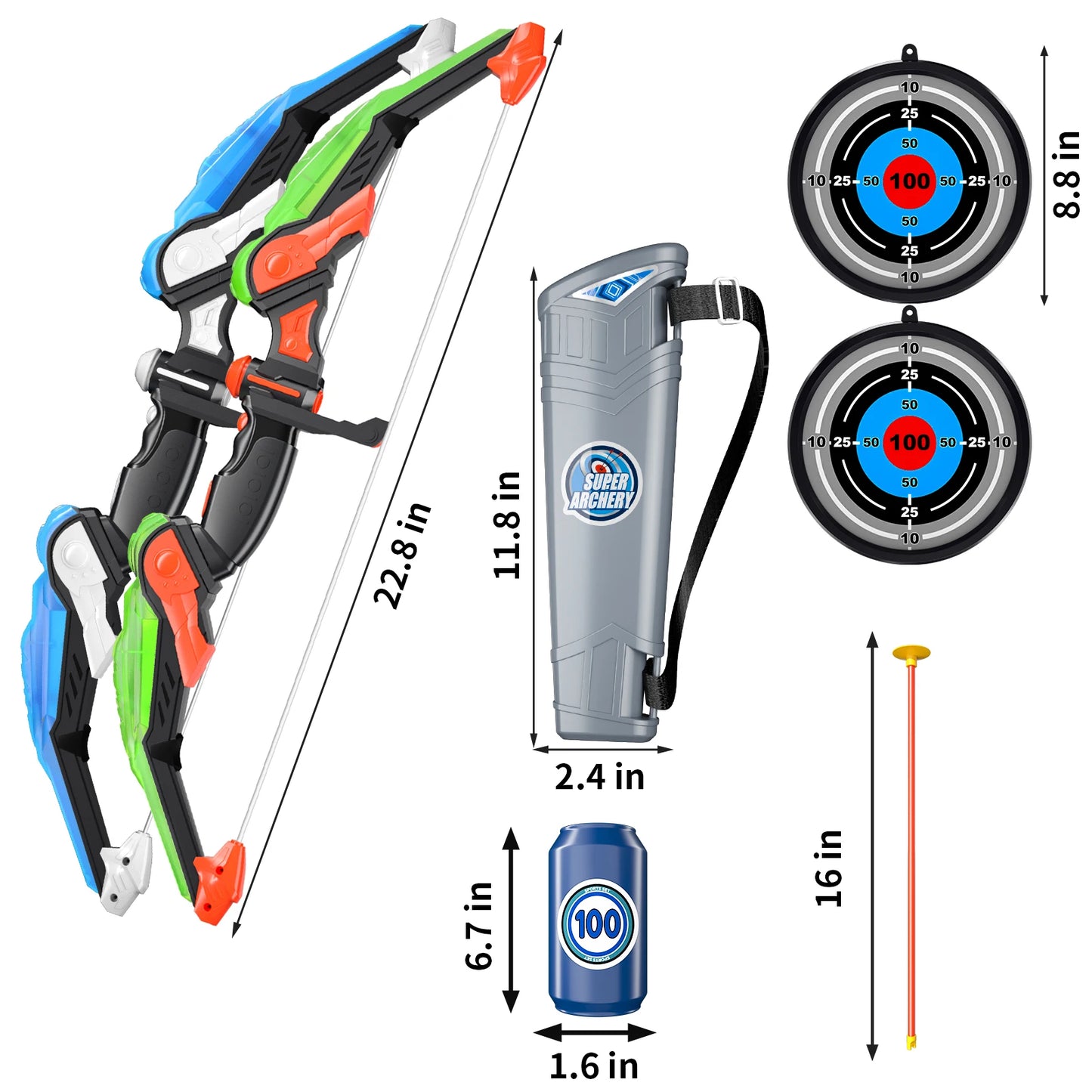 LED Light Up Bow and Arrow Toy Set for Kids