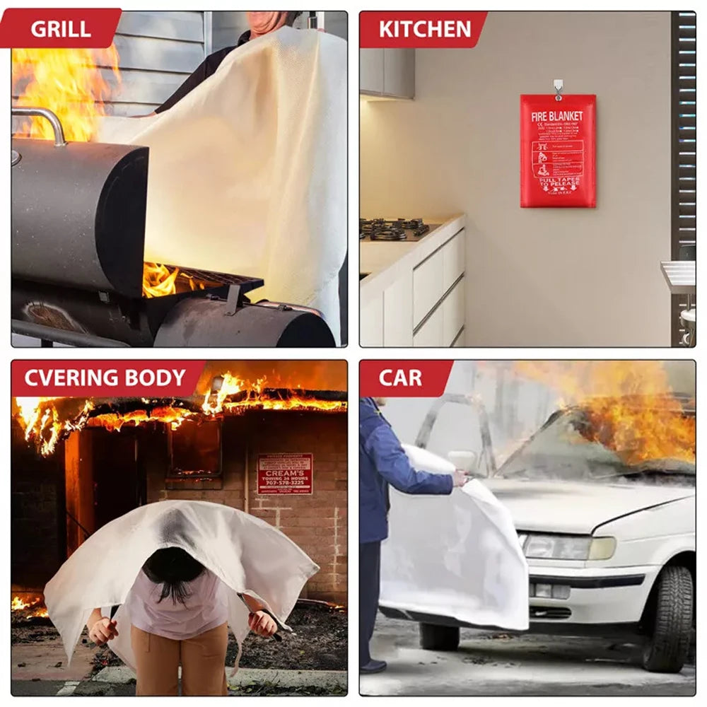 Fiberglass Fire Blanket Emergency Flame Retardant Suppression Safety Cover